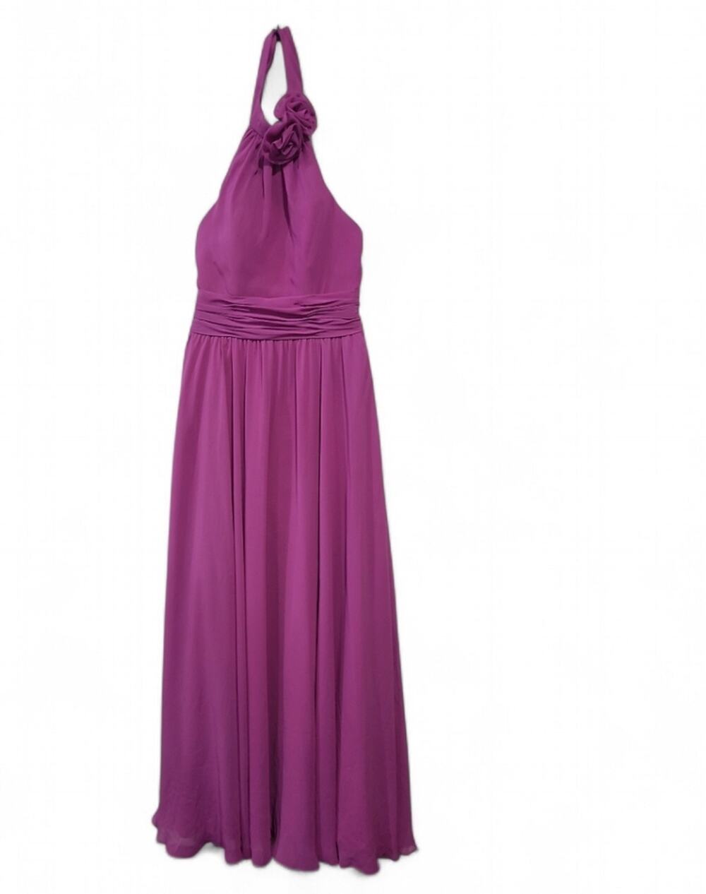 Allure Bridals SZ 10 Halter Dress A Line Wild Berry Purple Pink Chiffon NEW FLAW